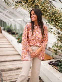 Chemisiers & Blouses-EASY-CLOTHES Blouse Hopi CREATION - orange à motifsEasy Clothes Orange à motifs       