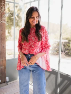 Chemisiers & Blouses-EASY-CLOTHES Blouse Hopi CREATION - rougeEasy Clothes Rouge       