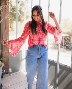 Chemisiers & Blouses-EASY-CLOTHES Blouse Hopi CREATION - rougeEasy Clothes Rouge       