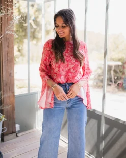 Chemisiers & Blouses-EASY-CLOTHES Blouse Hopi CREATION - rougeEasy Clothes Rouge       
