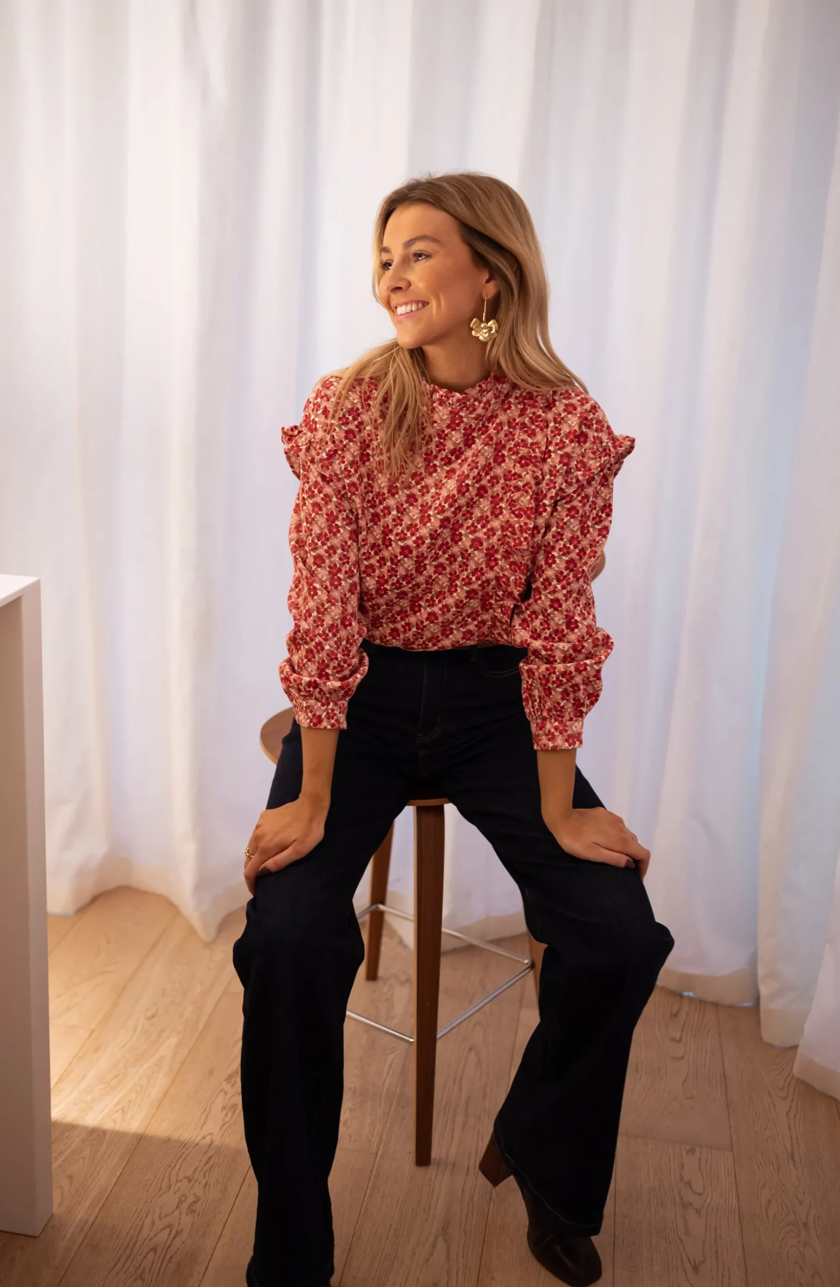 Chemisiers & Blouses-EASY-CLOTHES Blouse Joyca - rose à fleursEasy Clothes Rose à fleurs