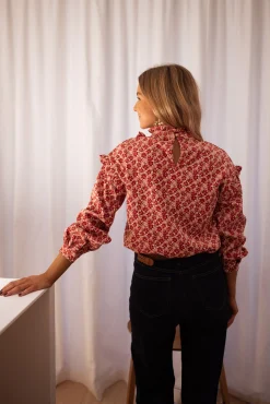 Chemisiers & Blouses-EASY-CLOTHES Blouse Joyca - rose à fleursEasy Clothes Rose à fleurs