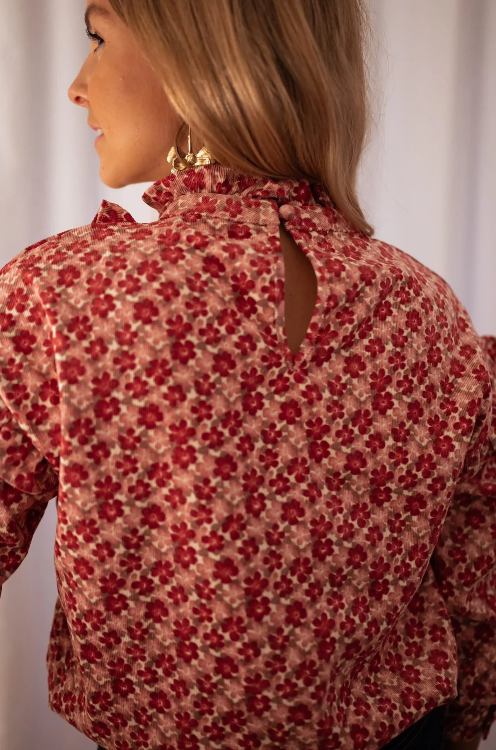 Chemisiers & Blouses-EASY-CLOTHES Blouse Joyca - rose à fleursEasy Clothes Rose à fleurs