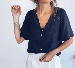 Chemisiers & Blouses-EASY-CLOTHES Blouse Kathy - noireEasy Clothes Noire       