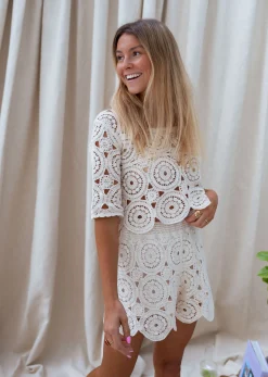 Chemisiers & Blouses-EASY-CLOTHES Blouse Linda - écrue en crochetEasy Clothes Écrue en crochet       