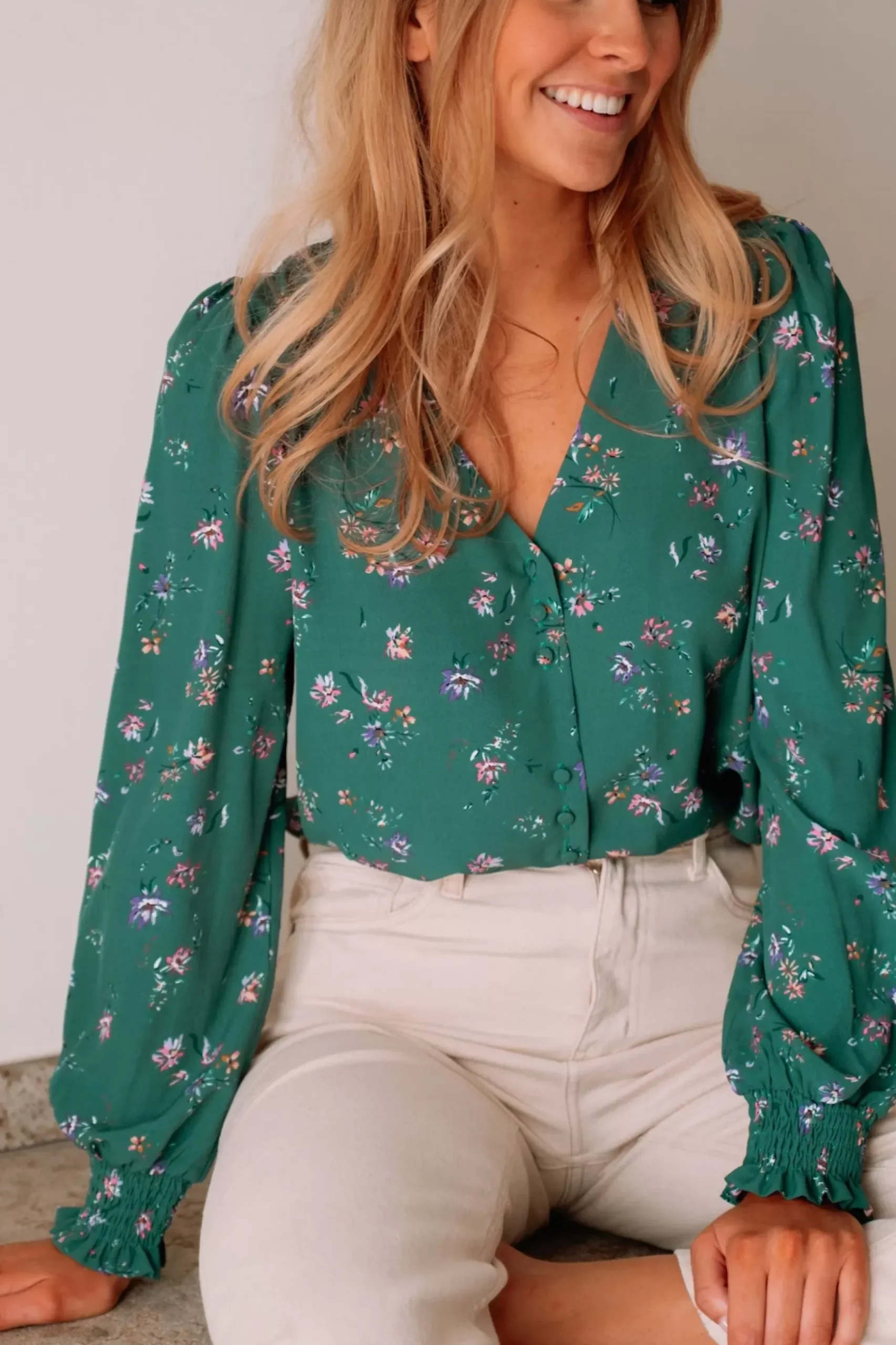 Chemisiers & Blouses-EASY-CLOTHES Blouse Mariata - verteEasy Clothes Verte