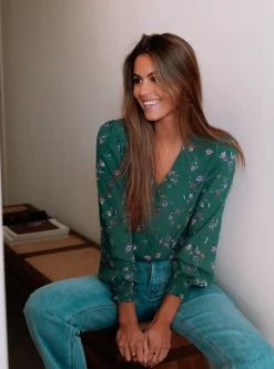 Chemisiers & Blouses-EASY-CLOTHES Blouse Mariata - verteEasy Clothes Verte