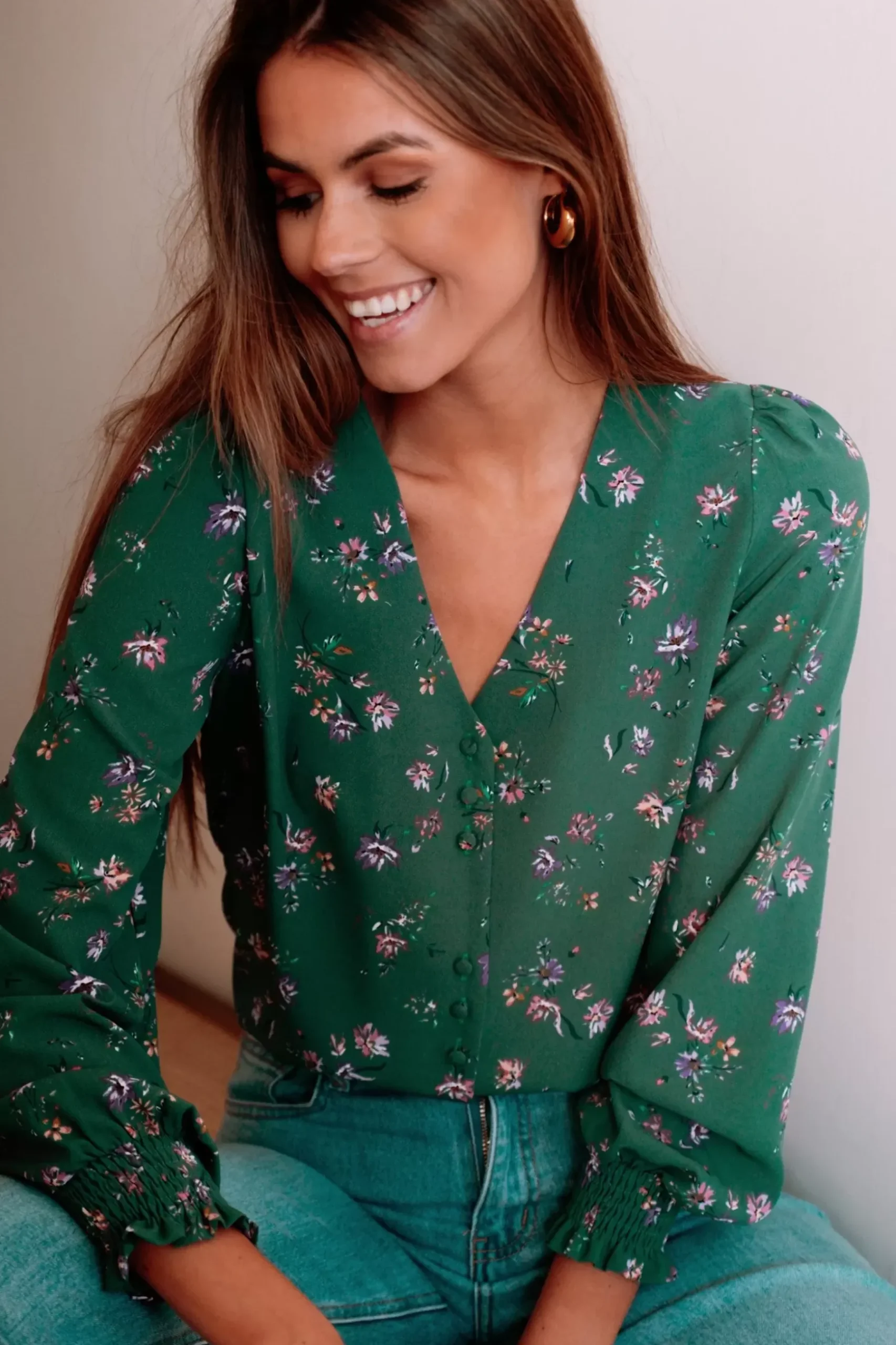Chemisiers & Blouses-EASY-CLOTHES Blouse Mariata - verteEasy Clothes Verte
