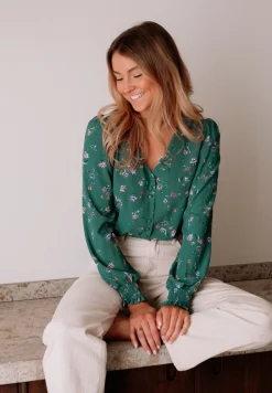 Chemisiers & Blouses-EASY-CLOTHES Blouse Mariata - verteEasy Clothes Verte