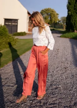 Chemisiers & Blouses-EASY-CLOTHES Blouse Marissa - Broderie - Manches 3/4 - Col MontantEasy Clothes       