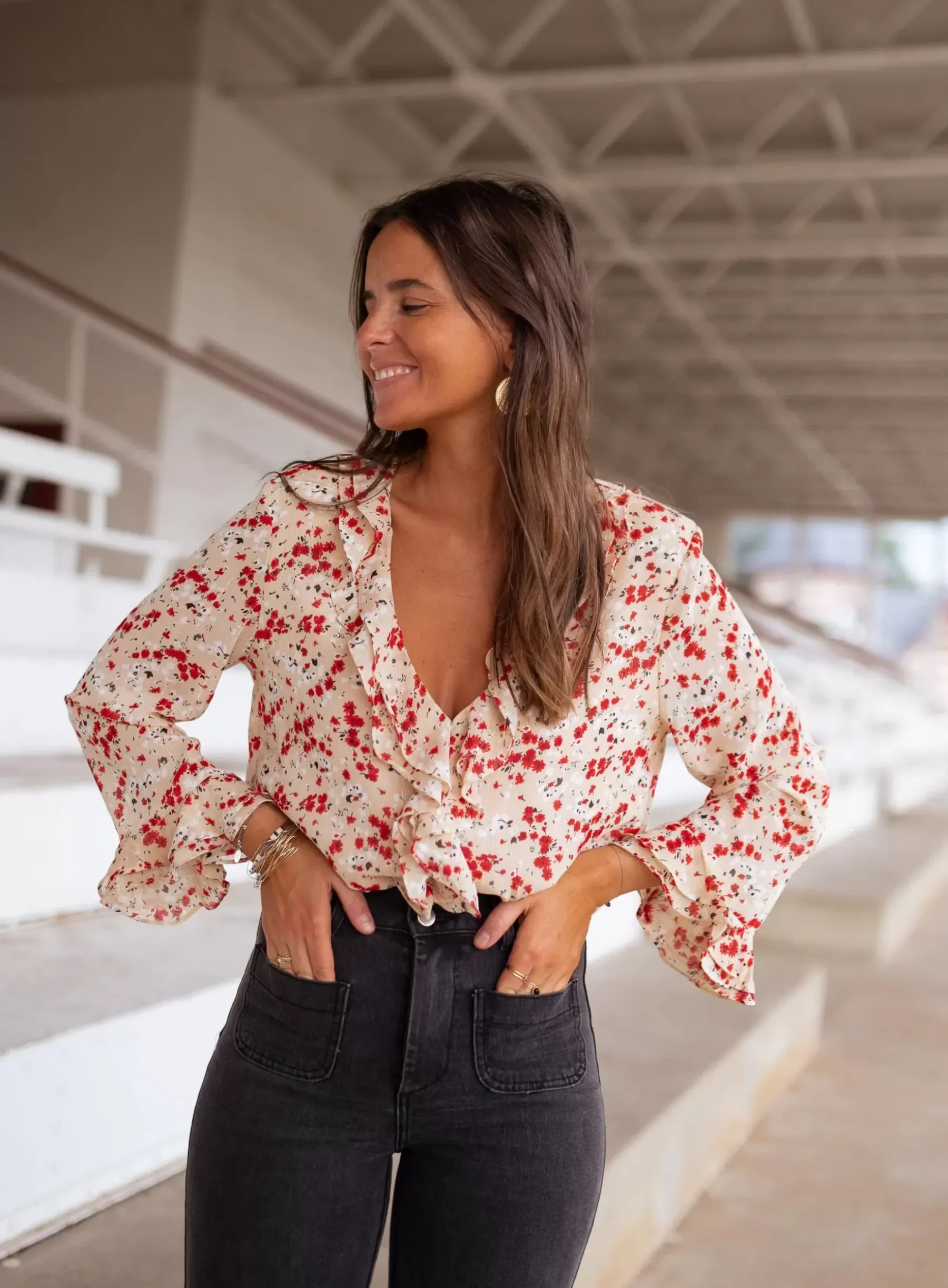 Chemisiers & Blouses-EASY-CLOTHES Blouse Olympe - à fleursEasy Clothes À fleurs