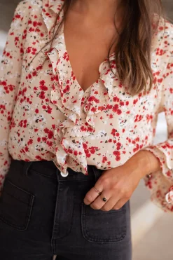Chemisiers & Blouses-EASY-CLOTHES Blouse Olympe - à fleursEasy Clothes À fleurs