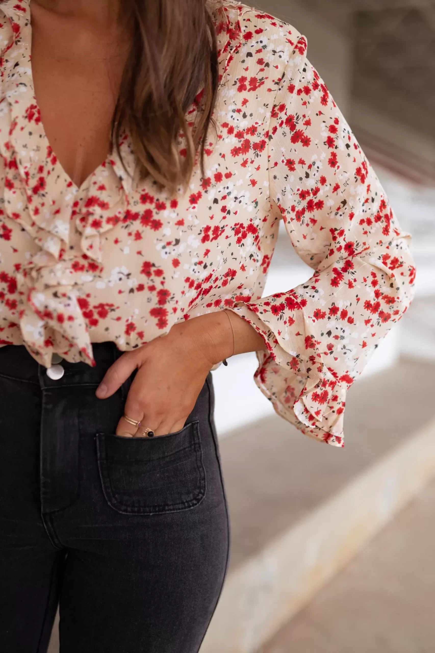 Chemisiers & Blouses-EASY-CLOTHES Blouse Olympe - à fleursEasy Clothes À fleurs