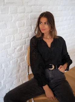 Chemisiers & Blouses-EASY-CLOTHES Blouse Salima - noireEasy Clothes Noire       