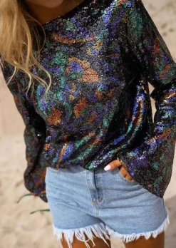 Chemisiers & Blouses-EASY-CLOTHES Blouse Selma - Paillettes de Couleurs - Création Easy Clothes À paillettes de couleurs