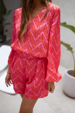 Chemisiers & Blouses-EASY-CLOTHES Blouse Suzy CREATION - rouge et mauveEasy Clothes Rouge et mauve
