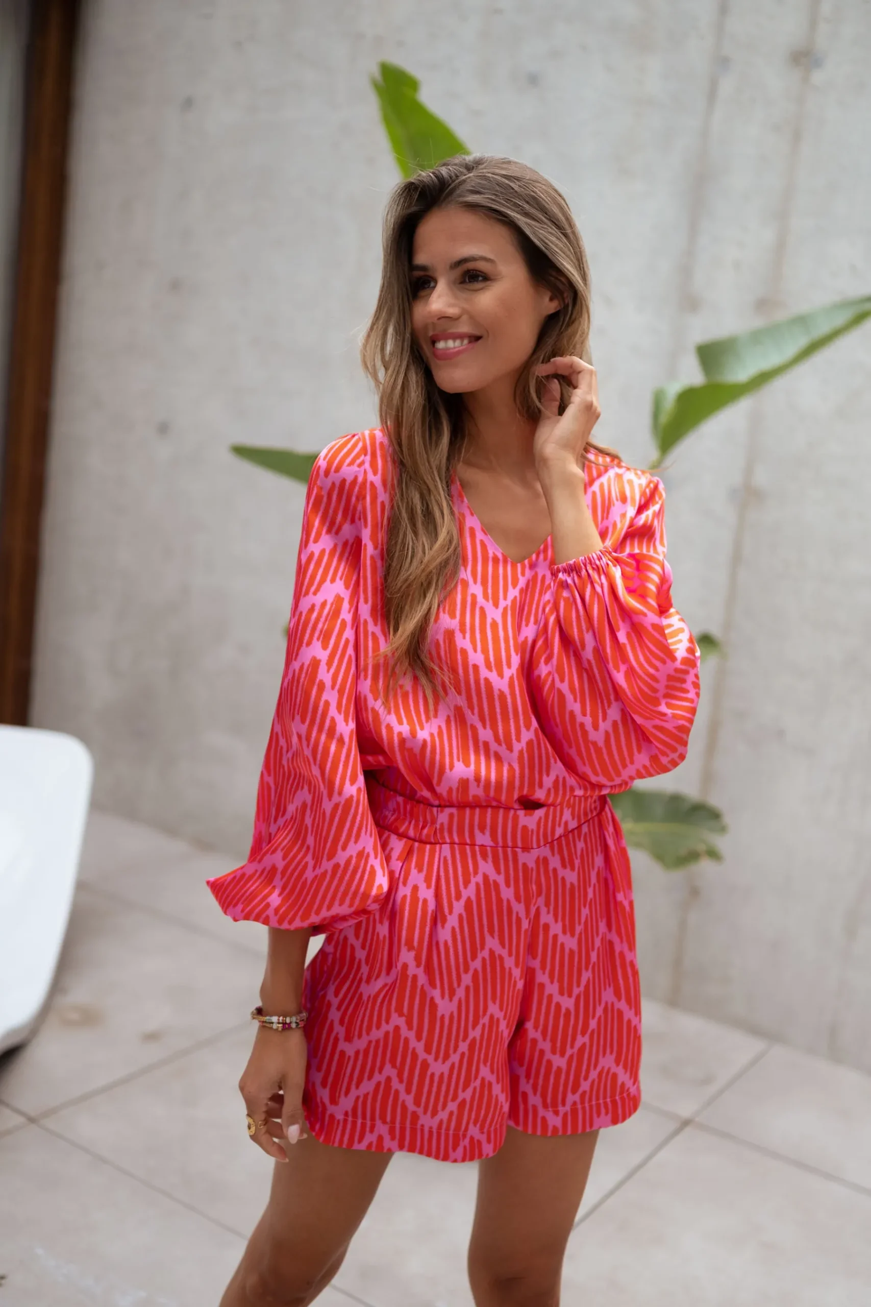 Chemisiers & Blouses-EASY-CLOTHES Blouse Suzy CREATION - rouge et mauveEasy Clothes Rouge et mauve
