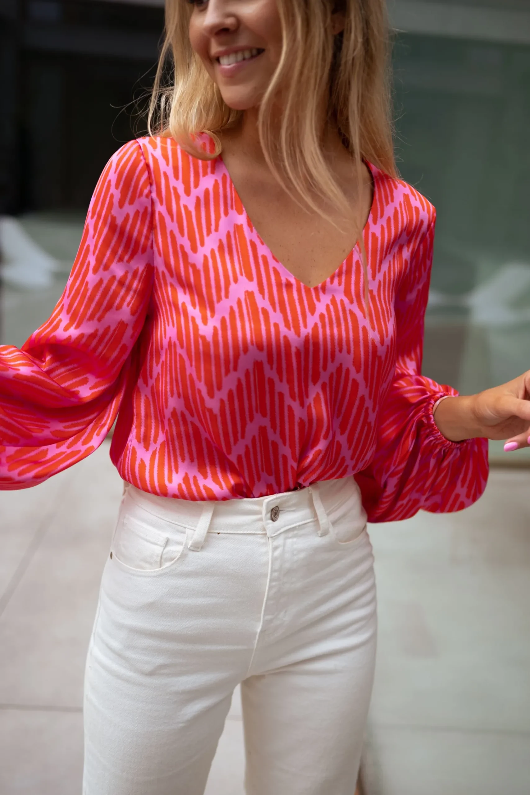 Chemisiers & Blouses-EASY-CLOTHES Blouse Suzy CREATION - rouge et mauveEasy Clothes Rouge et mauve