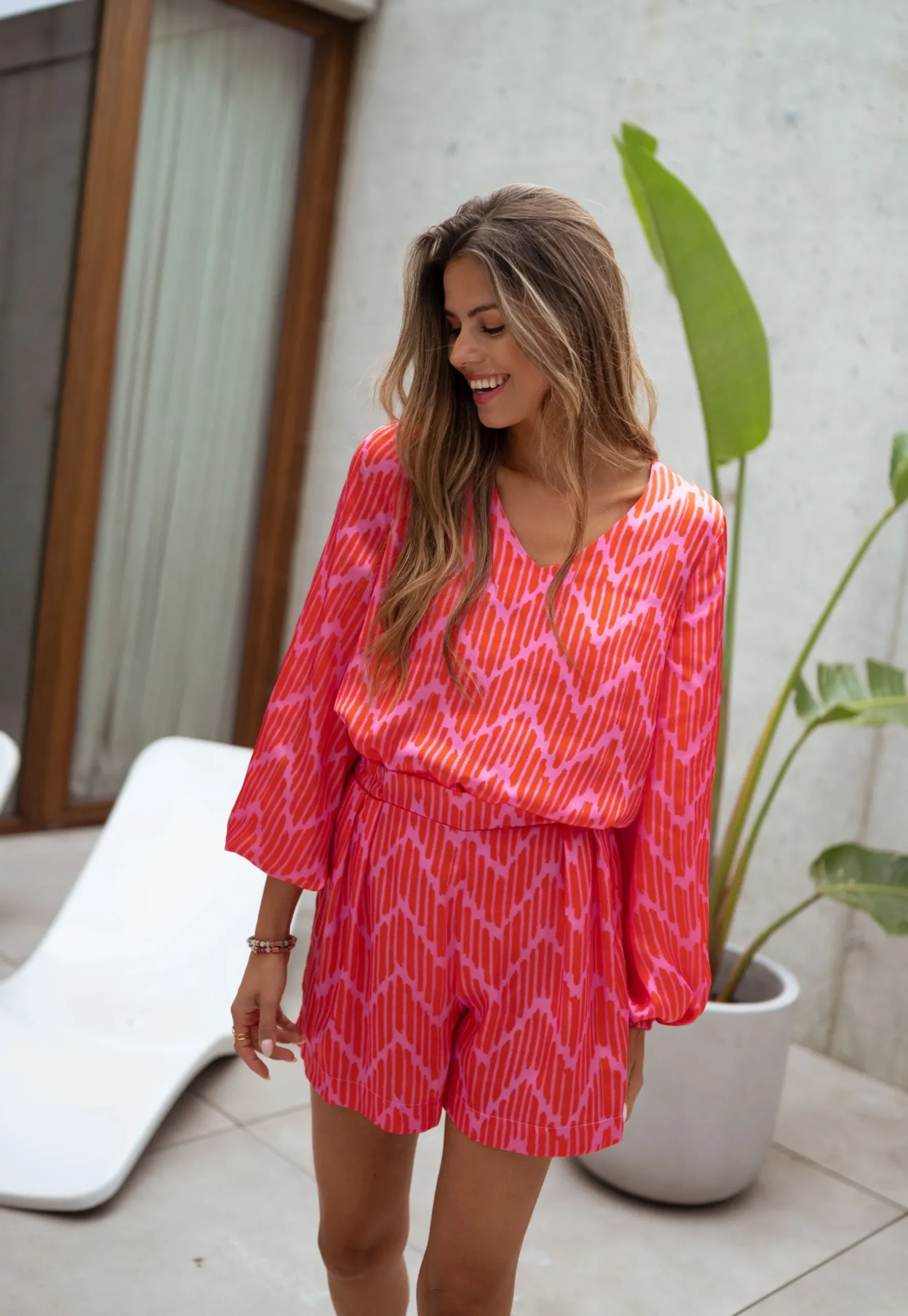 Chemisiers & Blouses-EASY-CLOTHES Blouse Suzy CREATION - rouge et mauveEasy Clothes Rouge et mauve