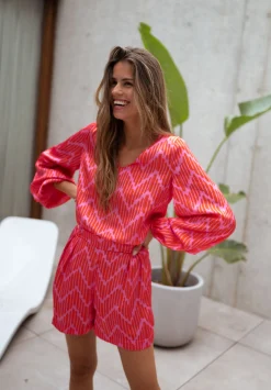 Chemisiers & Blouses-EASY-CLOTHES Blouse Suzy CREATION - rouge et mauveEasy Clothes Rouge et mauve