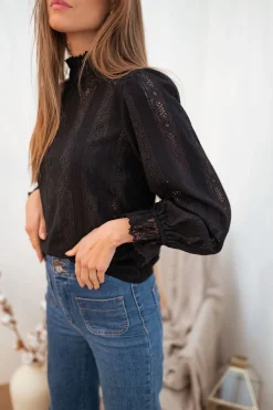Chemisiers & Blouses-EASY-CLOTHES Blouse Terry - noireEasy Clothes Noire