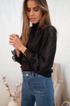 Chemisiers & Blouses-EASY-CLOTHES Blouse Terry - noireEasy Clothes Noire