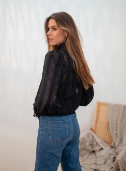 Chemisiers & Blouses-EASY-CLOTHES Blouse Terry - noireEasy Clothes Noire