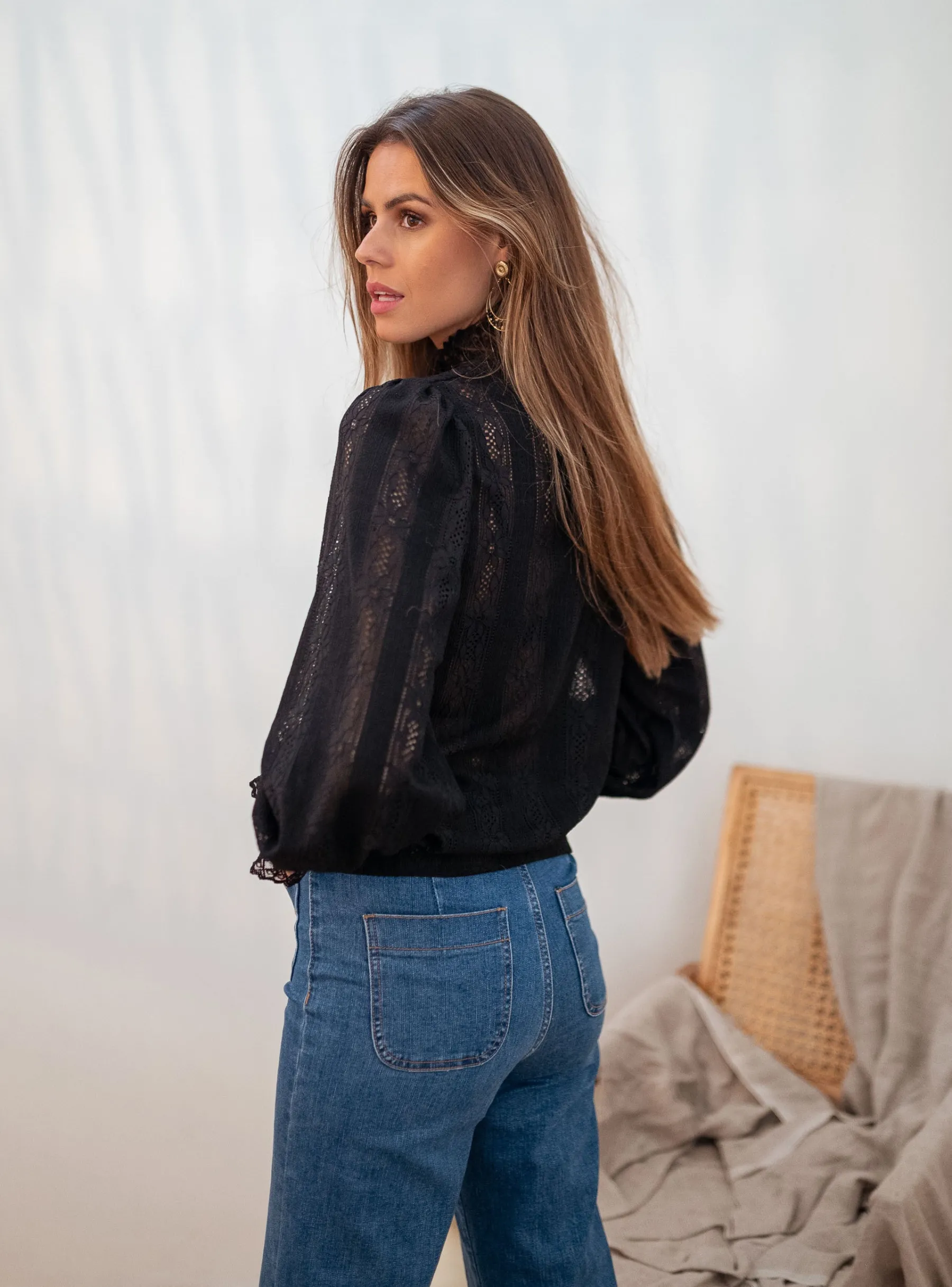 Chemisiers & Blouses-EASY-CLOTHES Blouse Terry - noireEasy Clothes Noire