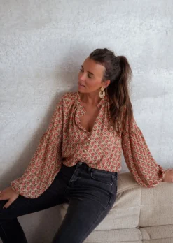 Chemisiers & Blouses-EASY-CLOTHES Blouse Tiffany - À Motifs - Manches Effet BallonEasy Clothes