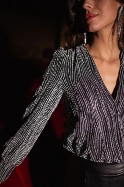 Body & Lingerie-EASY-CLOTHES Body Esma - noir et argentéEasy Clothes Noir et argenté