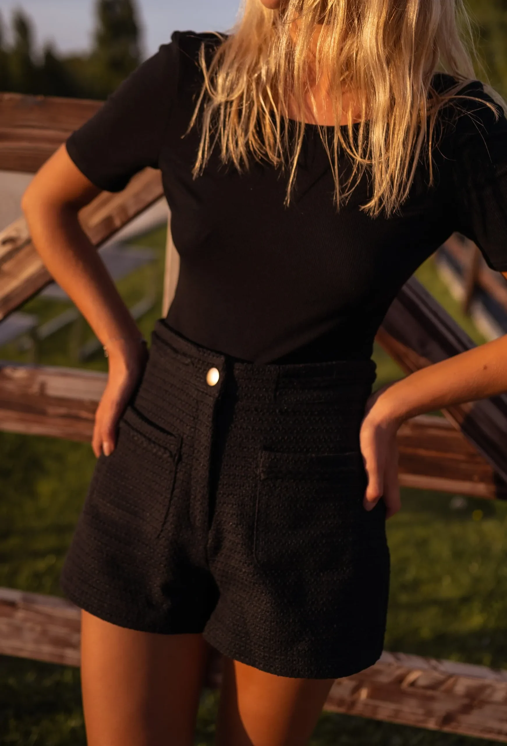 Body & Lingerie-EASY-CLOTHES Body Klaus Noir - Col Rond - Décolleté BrodéEasy Clothes Noir