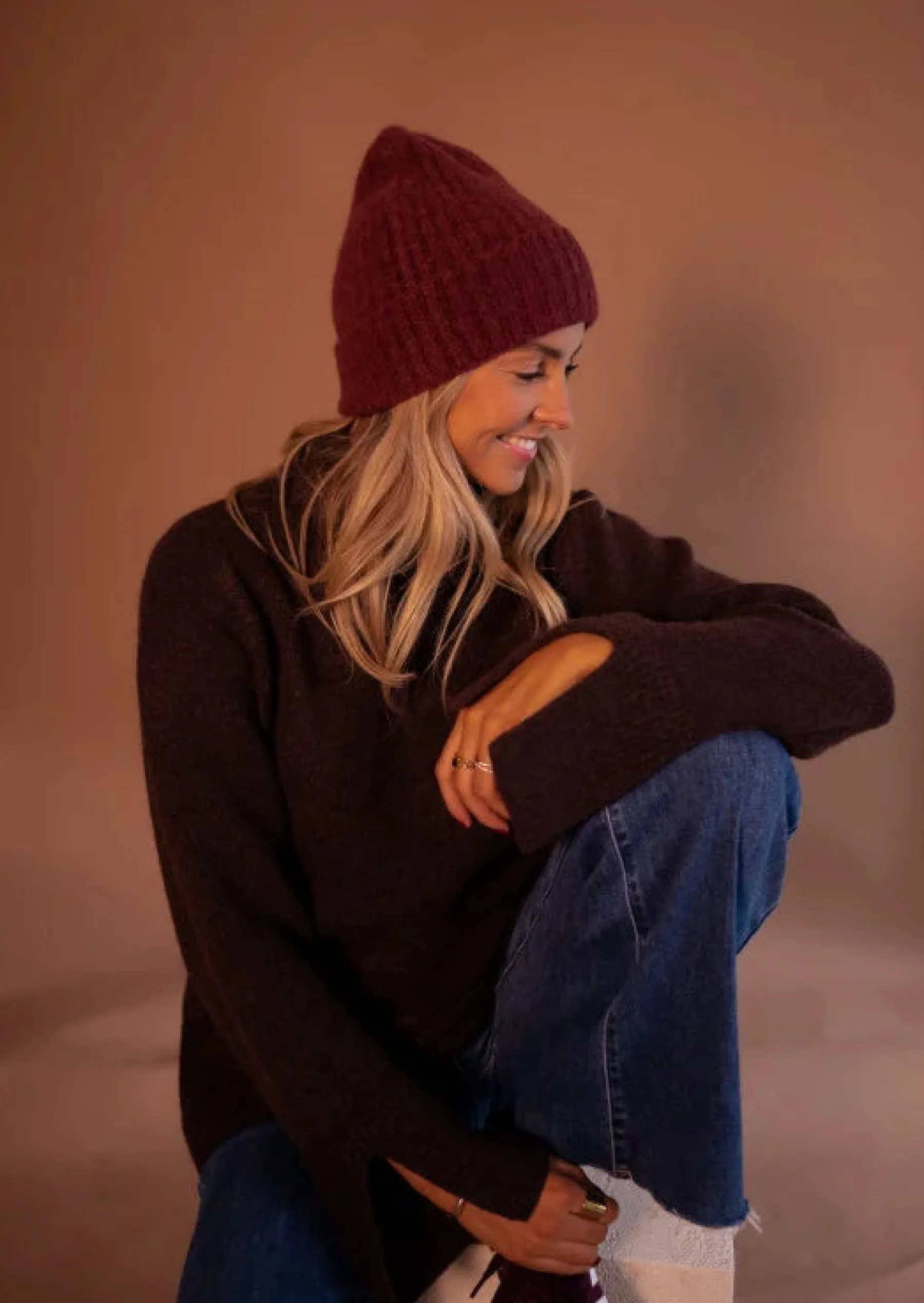 Bonnets & Gants-EASY-CLOTHES Bonnet Sama - Couleur Rouille - En MailleEasy Clothes Rouille