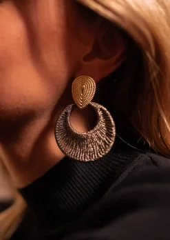 Boucles d'oreilles-EASY-CLOTHES Boucles d'Oreilles - Louba - Dorées & NoiresEasy Clothes Dorées et noires