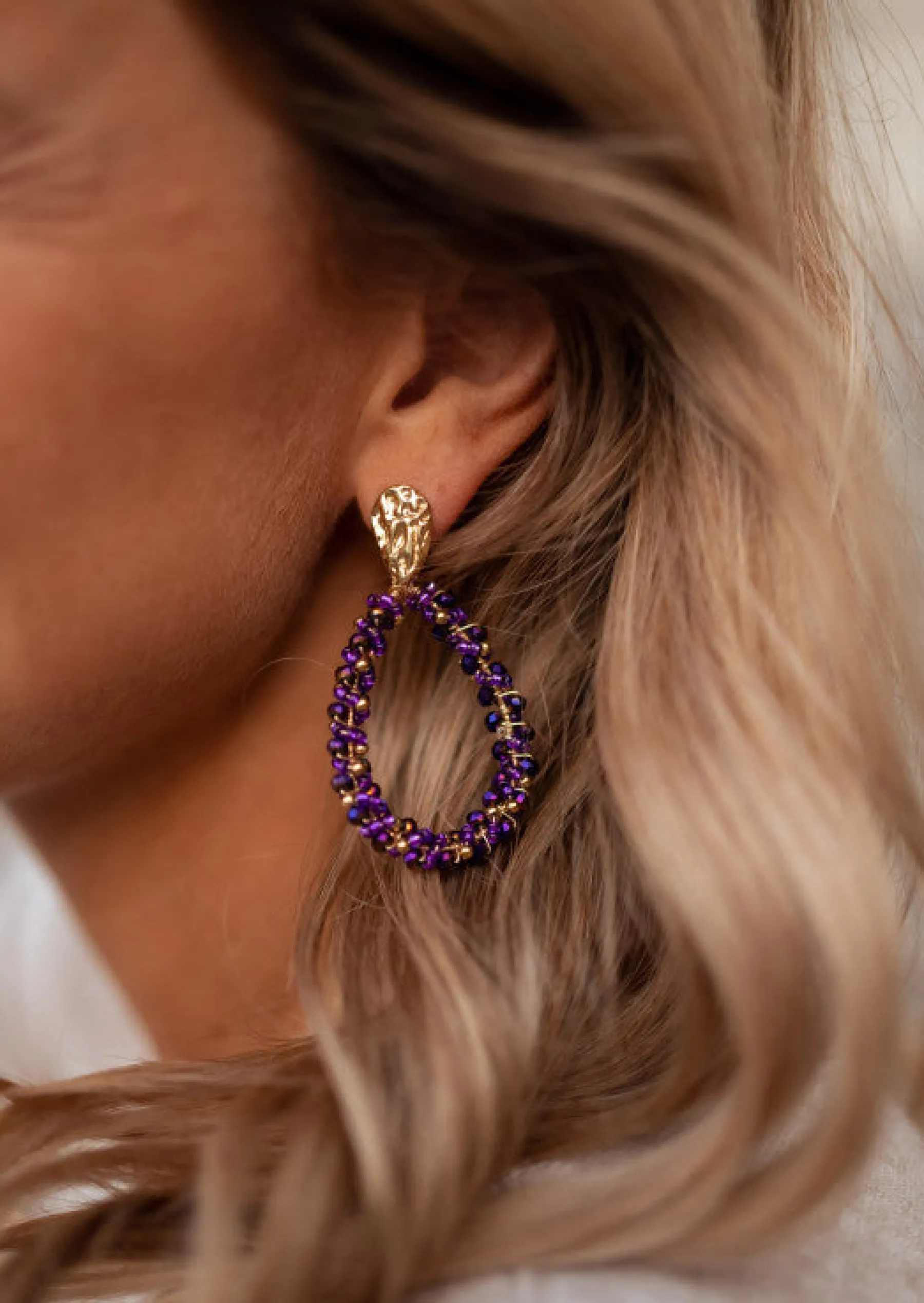 Boucles d'oreilles-EASY-CLOTHES Boucles d’Oreilles - Moreno - Perles MauvesEasy Clothes Mauves