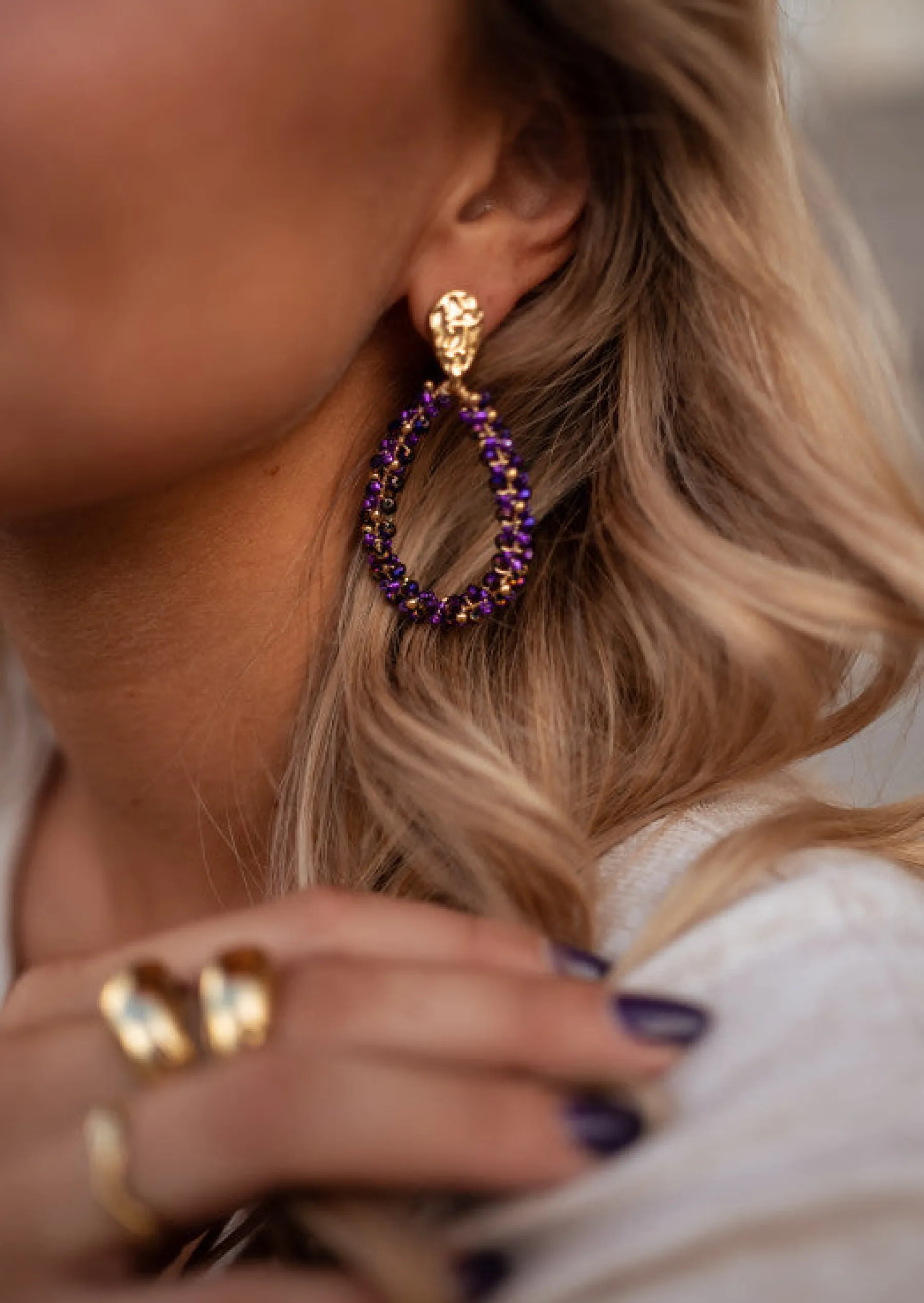 Boucles d'oreilles-EASY-CLOTHES Boucles d’Oreilles - Moreno - Perles MauvesEasy Clothes Mauves