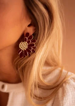 Boucles d'oreilles-EASY-CLOTHES Boucles d’Oreilles - Nalie - Dorées & BordeauxEasy Clothes Dorées       