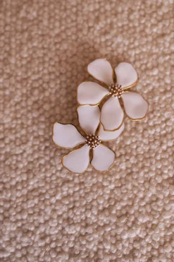 Boucles d'oreilles-EASY-CLOTHES Boucles d’Oreilles - Tyana - Fleurs BordeauxEasy Clothes Dorées