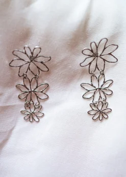 Boucles d'oreilles-EASY-CLOTHES Boucles d’Oreilles Amiel - Argentées - 3 Fleurs - Bijoux Easy Clothes Argentées       