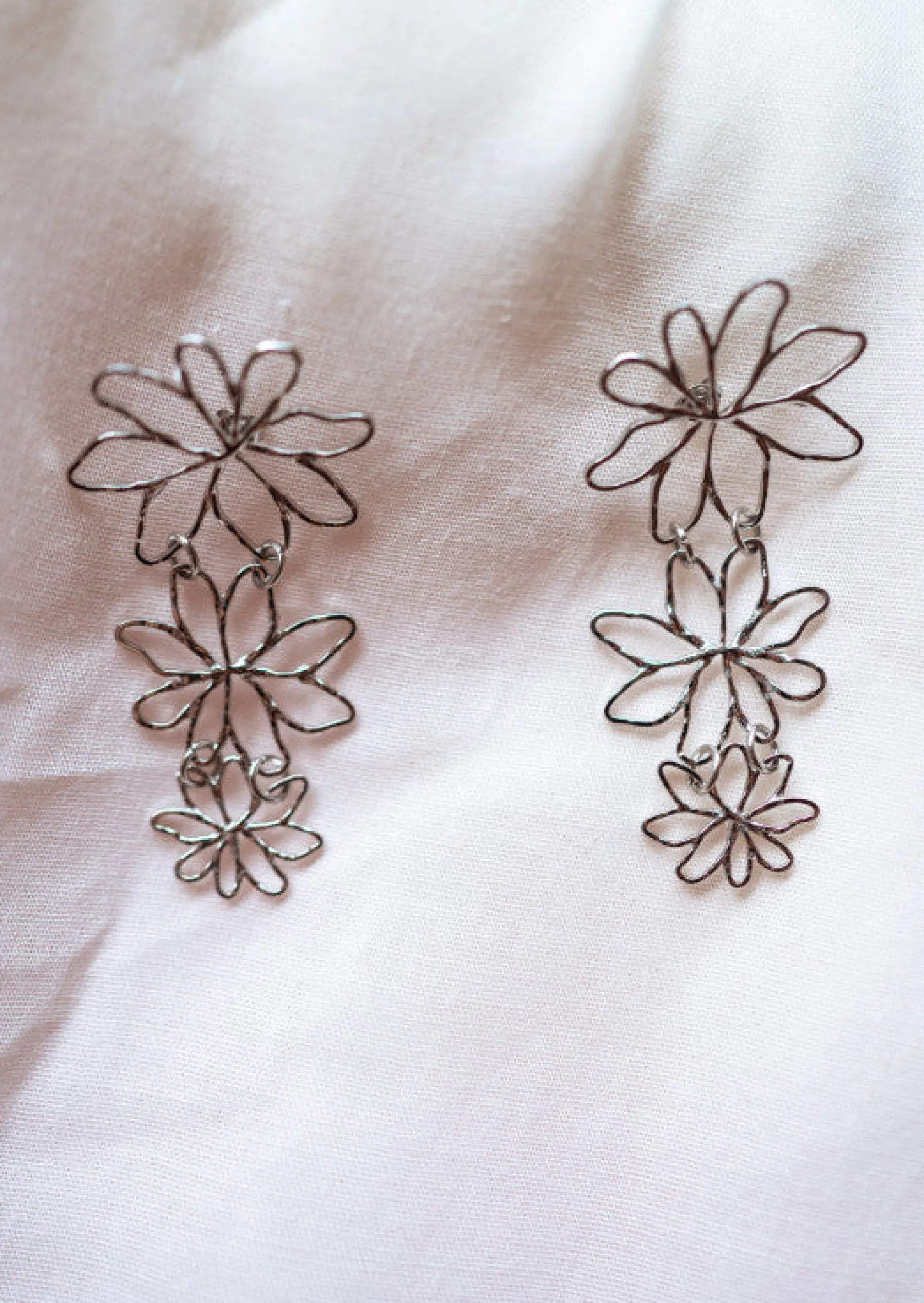 Boucles d'oreilles-EASY-CLOTHES Boucles d’Oreilles Amiel - Argentées - 3 Fleurs - Bijoux Easy Clothes Argentées