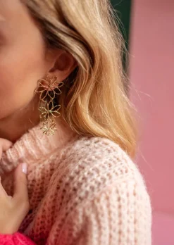 Boucles d'oreilles-EASY-CLOTHES Boucles d’Oreilles Amiel - Dorées - 3 Fleurs - Bijoux Easy Clothes Dorées