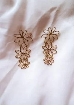 Boucles d'oreilles-EASY-CLOTHES Boucles d’Oreilles Amiel - Dorées - 3 Fleurs - Bijoux Easy Clothes Dorées       