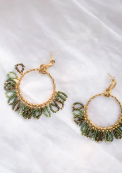 Boucles d'oreilles-EASY-CLOTHES Boucles d’Oreilles Brien - Vertes & Dorées - Bijoux Easy Clothes Vertes et dorées       