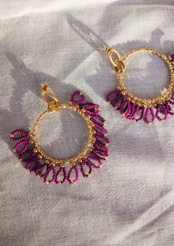Boucles d'oreilles-EASY-CLOTHES Boucles d’Oreilles Brien - Dorées & MauvesEasy Clothes Mauves       