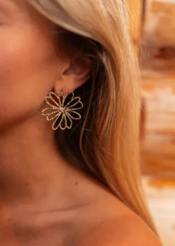 Boucles d'oreilles-EASY-CLOTHES Boucles d’Oreilles Djena - Dorées - FleurEasy Clothes Dorées       