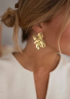 Boucles d'oreilles-EASY-CLOTHES Boucles d’Oreilles Dorées | Enza | Forme FleurEasy Clothes Dorées