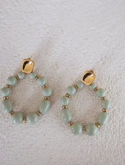Boucles d'oreilles-EASY-CLOTHES Boucles d’Oreilles Dorées & Vertes | Loda | Bijoux & AccessoiresEasy Clothes Dorées et vertes       