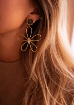 Boucles d'oreilles-EASY-CLOTHES Boucles d’Oreilles Doria - À Clip - Dorées - FleursEasy Clothes Dorées       