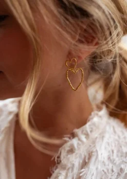 Boucles d'oreilles-EASY-CLOTHES Boucles d’Oreilles Muse - Dorées - 2 CoeursEasy Clothes Dorées       