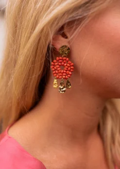 Boucles d'oreilles-EASY-CLOTHES Boucles d’oreilles Nitra - Perles Terracotta - Bijoux Easy Clothes Terracotta       