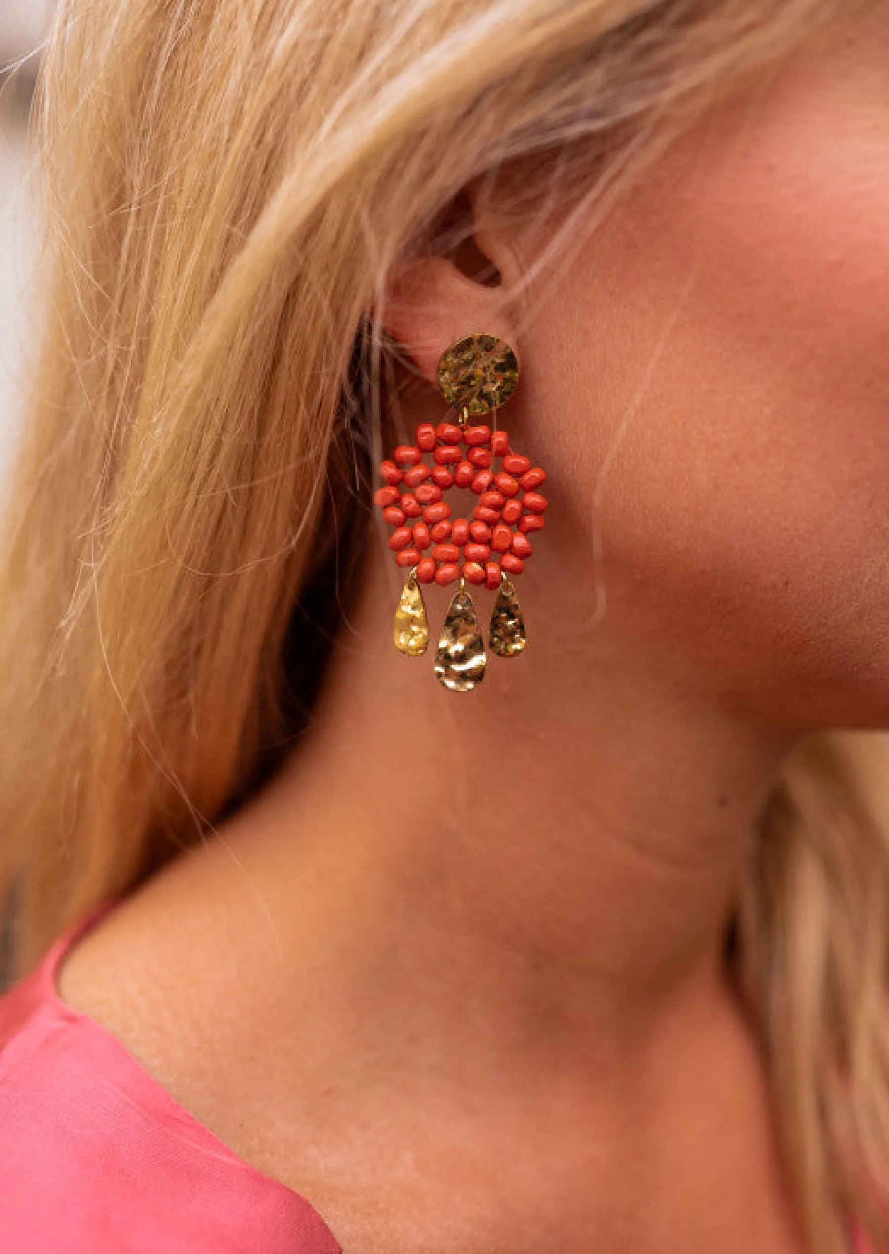 Boucles d'oreilles-EASY-CLOTHES Boucles d’oreilles Nitra - Perles Terracotta - Bijoux Easy Clothes Terracotta